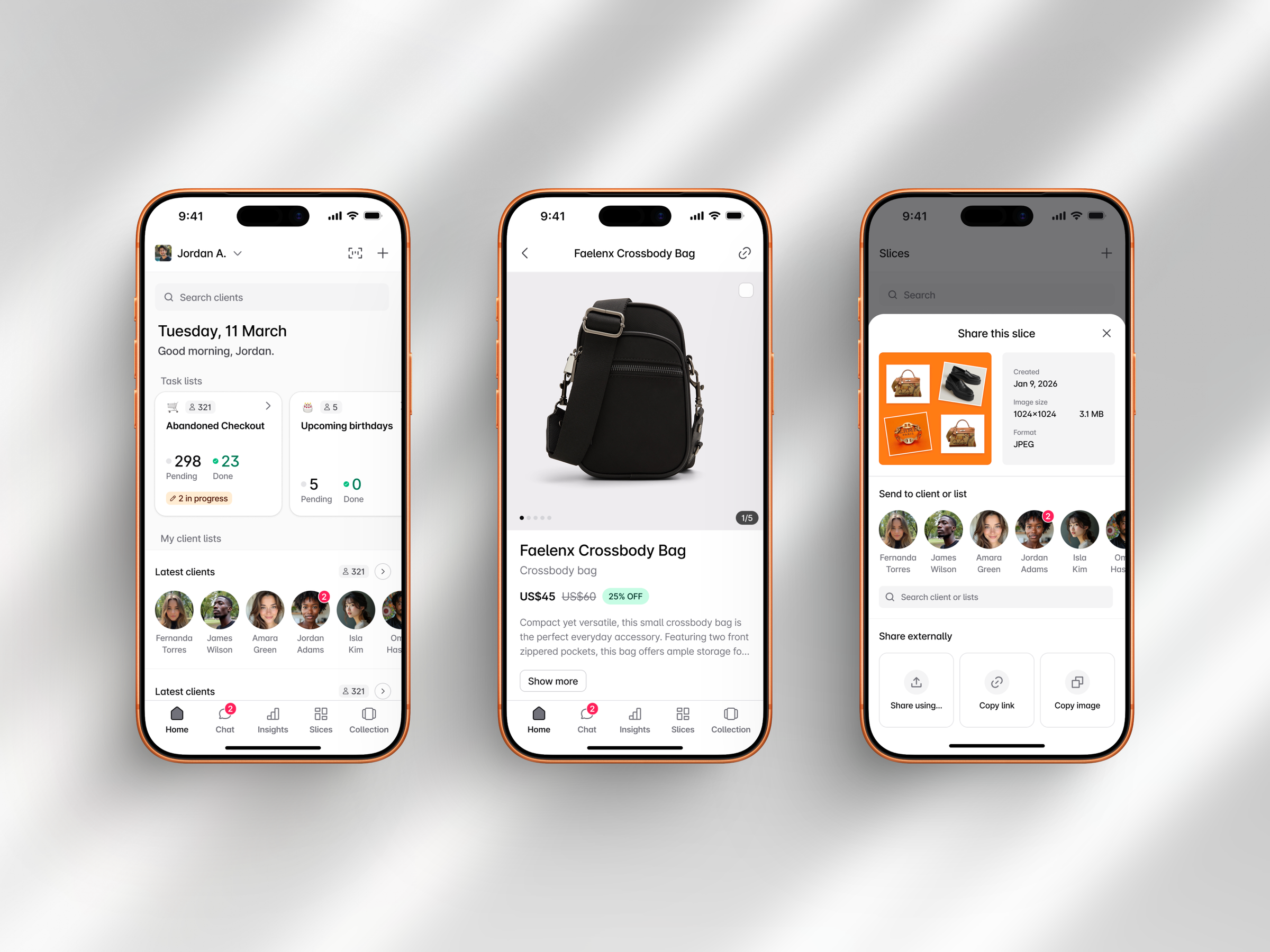 BSPK mobile commerce assistant screens