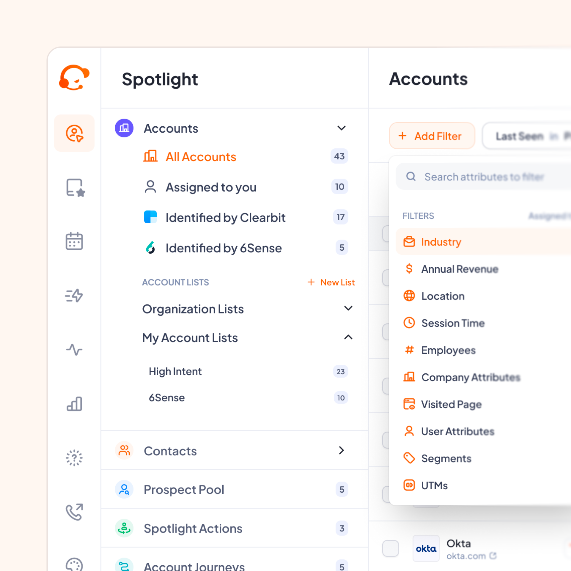 ServiceBell account spotlight interface